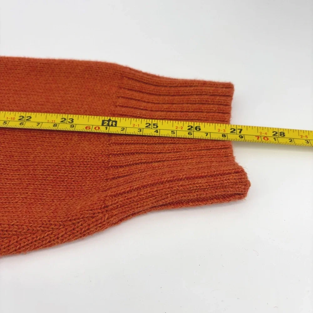 Chaps Mens Orange Mock Neck Button Sweater‎ with Suede Elbow Patches Size L